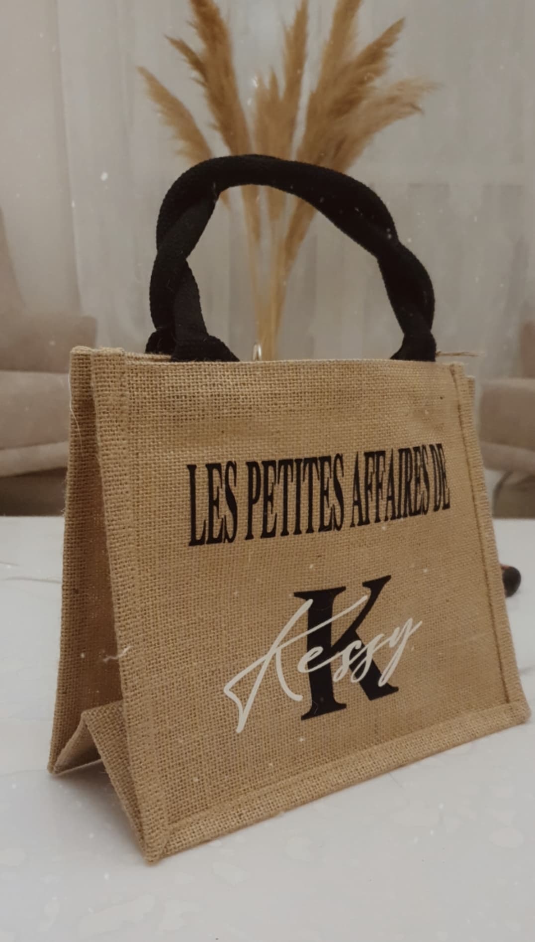 Petit sac shopping personnalisé en toile de jute - 20x20x12cm - WELLS